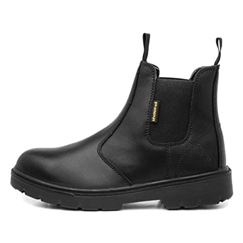 Image of EarthWorks Safety - EarthWorks Spanner Mens Black Leather Safety Boot - Size 8 UK - Black