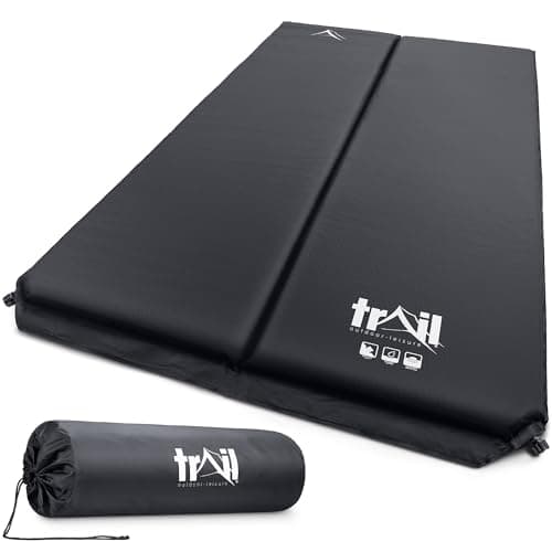 Image of Trail Self Inflating Camping Mat 5cm Thick Double Inflatable Mattress And Bag Black