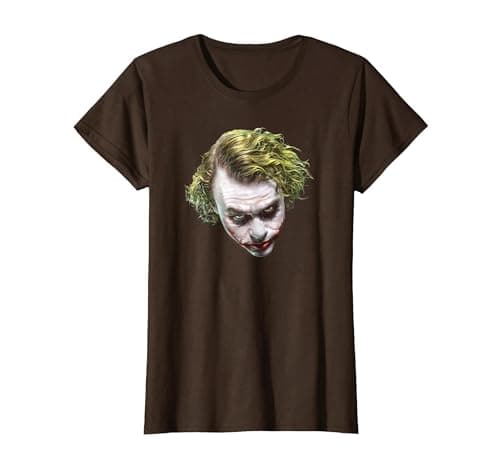 Image of The Dark Knight Painted Joker Head T-Shirt, Women, Brown, Medium