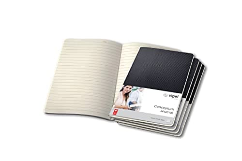 Image of SIGEL CO863 Pack of 5 Journals, approx. A5 (13.5 x 21 cm), lined, softcover, Black - Conceptum