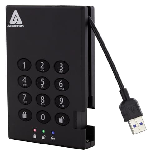 Image of Apricorn Aegis Padlock 500GB USB 3.0 256-bit AES XTS Hardware Encrypted Portable External Hard Drive (A25-3PL256-500)