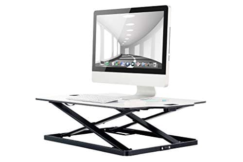 Image of ProperAV Sit-Stand Up Desk, Steel, White, One Tier