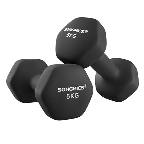 Image of SONGMICS Set of 2 Dumbbells Weight Training Home Office Gym 2 x 5kg Black SYL60BK