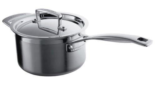 Image of Le Creuset 3-Ply Stainless Steel Saucepan with Lid, 16 x 9.5 cm, Silver, 96200916001000