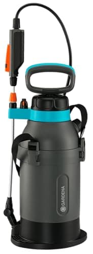 Image of Gardena Pressure Sprayer 5 l Plus Pressure sprayer with integrated foot tread, telescopic lance including locking function, shoulder strap and nozzle protection, angled brass nozzle (11138-20)