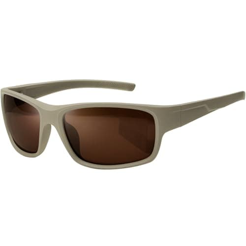 Image of KANASTAL Brown Sunglasses Mens Sports Womens Wrap Around Polarised Cycling Rectangular Retro Vintage Curved Golf Fishing Driving Running UV400 - Khaki Frame Brown Lens