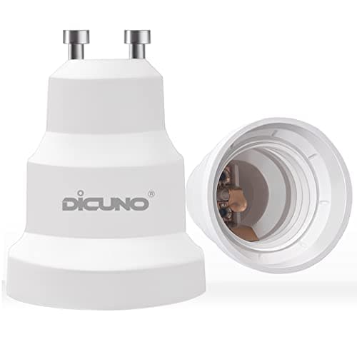 Image of DiCUNO GU10 to E27 Lamp Socket Converter, GU10 to ES Lamp Base Adapter for LED and Incandescent and CFL Bulbs-2 Packs