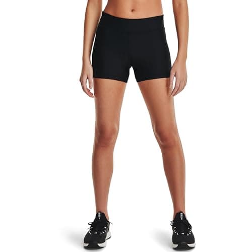 Image of Under Armour Women HG Armour Mid Rise Shorty, lightweight and breathable women's gym shorts, base layer workout shorts with compression fit