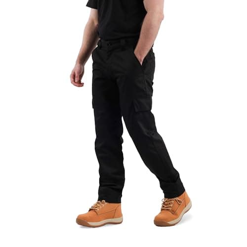 Image of Ranger Cargo Work Trousers, Combat Style Tactical Work Pants in Black & Navy Blue. Built for Tradesmen, Ideal for Storing Tools, Designed with Maximum Durability. (Black, 28S)