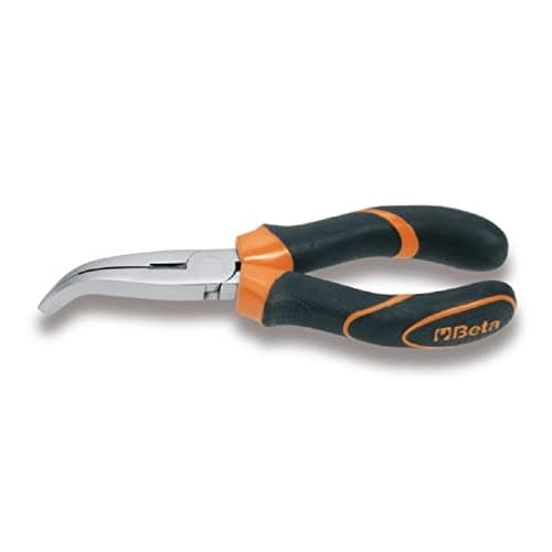 Image of Beta 11640036 Model 1164 Bm160 Bent Flat Knurled Nose Pliers, Bi-Material Handles, 160mm Extra Long