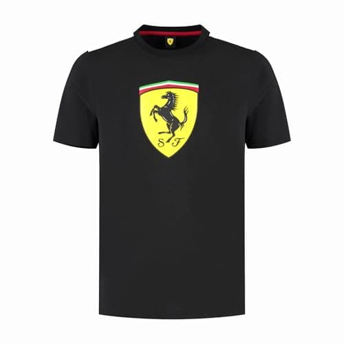 Image of PUMA Scuderia Ferrari F1 Men's Tshirt with Large Scudetto Shield Logo - Black - Size: XXL