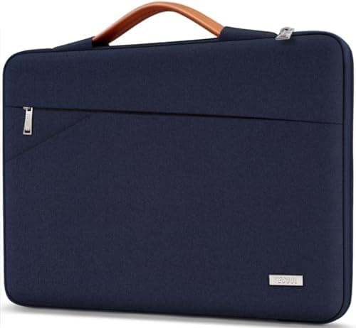 Image of TECOOL 14 Inch Laptop Sleeve Protective Case for 14 Inch HP Lenovo Dell Acer Notebook Chromebook, 15'' MacBook Air M5 M4 M3 M2, Waterproof Computer Case Bag with Handle and Pockets, Dark Blue
