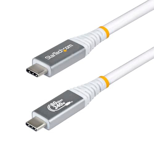 Image of StarTech.com 50cm (1.6ft) USB4 Cable, 80Gbps, USB-IF Certified USB-C Cable, 240W, 8K 120Hz/4K 240Hz DP2.1, Thunderbolt 4 Compatible, White