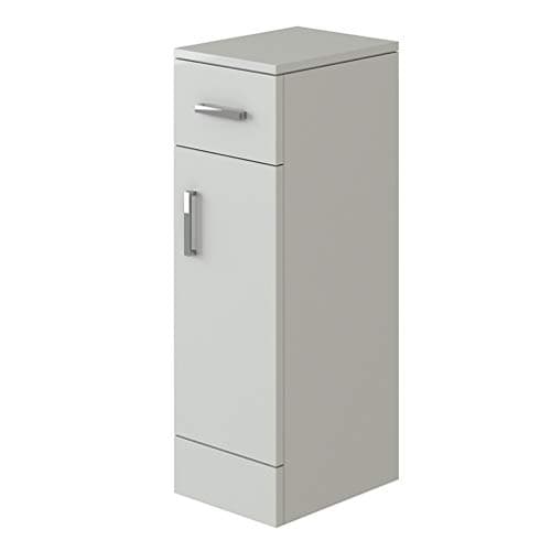 Image of VeeBath Renova Freestanding Bathroom Storage Cupboard Unit, Slim MDF Bathroom Unit with Soft Close Door and Removable Shelf, Modern Storage Unit in Gloss White, 76.6 x 25 x 30cm