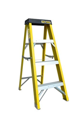 Image of 4 Tread Heavy Duty Fibreglass Step Ladder | Electricians GRP Step Ladder 30,000v