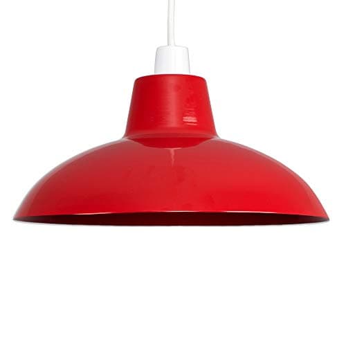 Image of MiniSun | Retro Style Gloss Red Metal Ceiling Light Shade | Pendant Lights, Home Décor & Improvement Essential | 28.8cm Shade Width
