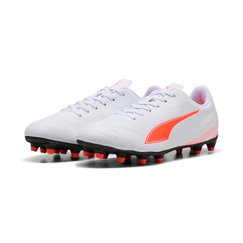 Image of PUMA Men's Vitoria II Firm Ground/Artifical Ground Football Boots, PUMA White-Glowing Red, 7 UK