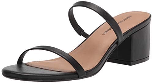 Image of Amazon Essentials Women's Thin Two Strap Heeled Slide, Black, 7 UK