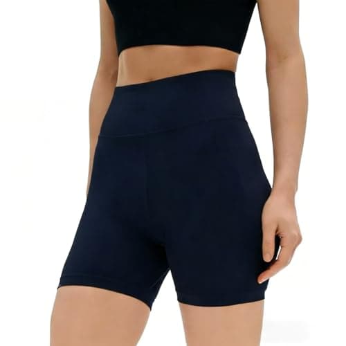 Image of BBXWANG Running Shorts Women High Waisted Tummy Control Cycling Yoga Gym Workout Sports Shorts Leggings (UK, Alpha, S, M, Regular, Regular, Navy)