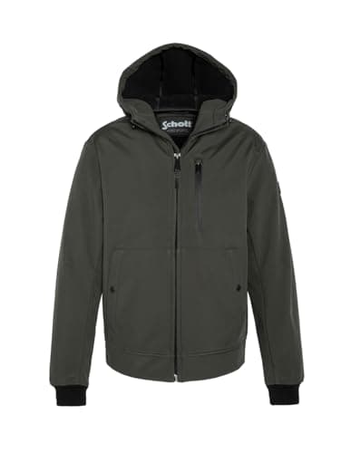 Image of Schott NYC Kale Schott Short Zip Hooded Jacket, Khaki, L