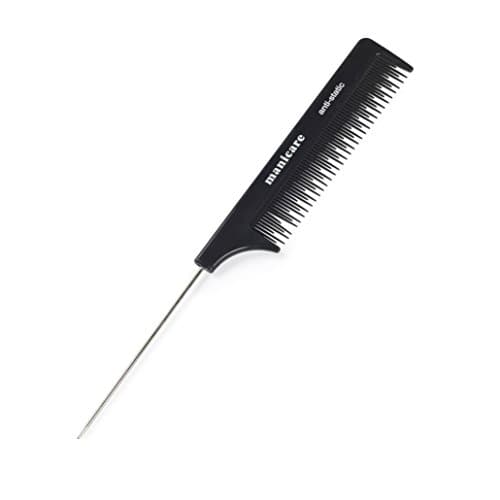 Image of Manicare Pin Tail Comb For Sectioning And Styling, Metal-Pin Tail Comb, Fine Tooth Parting Comb, Needle Handle Lifts And Teases, Anti-Static, Reduces Breakage, Pulling And Gentle On Hair And Scalp