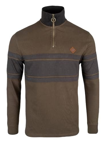 Image of JACK PYKE Men’s Half Zip Contrast Sweatshirt – Outdoor Country Jumper with High Collar & Metal Zip Ring & Ribbed Cuffs – Ideal Jumper for Hunting, Shooting and Countryside Walks - Green, L