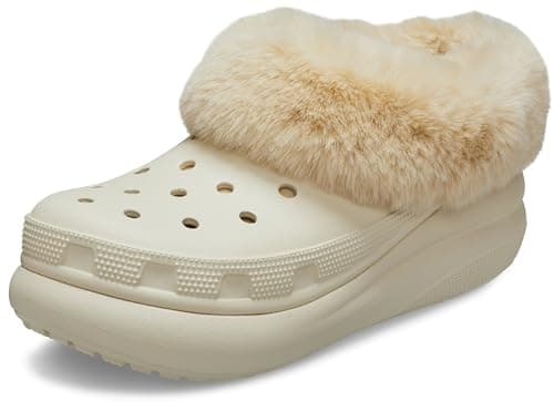 Image of Crocs Unisex-Adult Classic Furever Crush Lined Shoe Clog, Bone, 12 UK Men / 14 UK Women