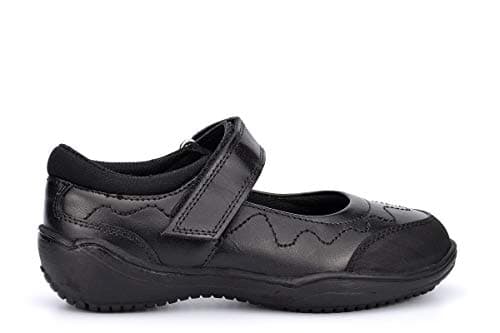 Image of Girls Touch Fastening Leather School Shoes with Rubber Toe Guard Black 1 UK
