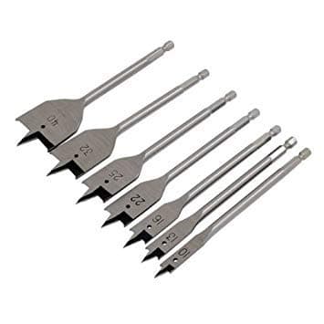 Image of Neilsen CT1799 7pc Flat Wood Drill Bits Set – High-Speed Steel, 150mm Length, 1/4" Hex Shaft, Sizes: 10mm to 40mm