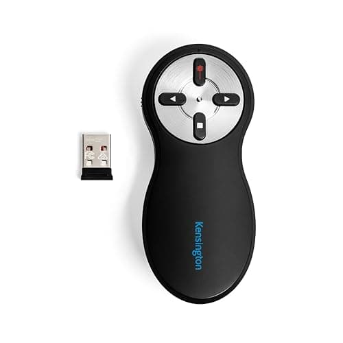 Image of Kensington Wireless USB Powerpoint Presentation Clicker with Red Laser Pointer, Compatible with Windows & macOS - 20 m Range (K33374EUB)