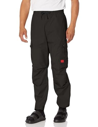 Image of Hugo Men's Cotton Rip Stop Cargo Pocket Joggers Pants, Black Soil, 32