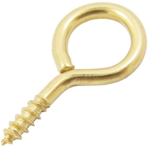 Image of Merriway BH02793 (10 Pcs) EB Steel Screw-In Eye, 30 mm (1.1/4 Inch), Brass Plated - Pack of 10 Pieces