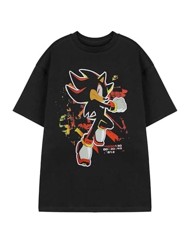 Image of Sonic The Hedgehog Shadow Paint Mens Black Graphic Tee | Shadow Character Design Short Sleeve T-Shirt | Sonic Retro Video Game Apparel | Officially Licensed Merchandise Gift