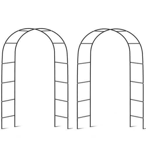 Image of Crystals Garden Arch Green Metal – Heavy-Duty Steel Frame Support for Climbing Plants, Roses, Vegetables, Outdoor Decoration, and Archway Decor – Large 2.4M Size (2 X Garden Arches)