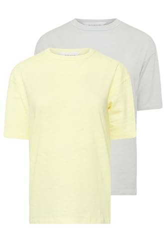 Image of PixieGirl Petite 2 Pack Grey & Yellow Seam Detail Cotton T-Shirt Petite