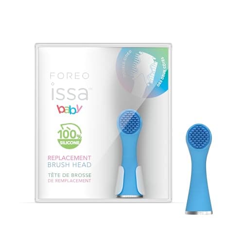 Image of FOREO ISSA Baby Brush Head - Ultra-Soft Silicone Electric Toothbrush Head Replacement - Gentle Cleaning for Teeth & Gums - 6-Month Lifespan - BPA-Free, Bacteria-Resistant - Bubble Blue Dino