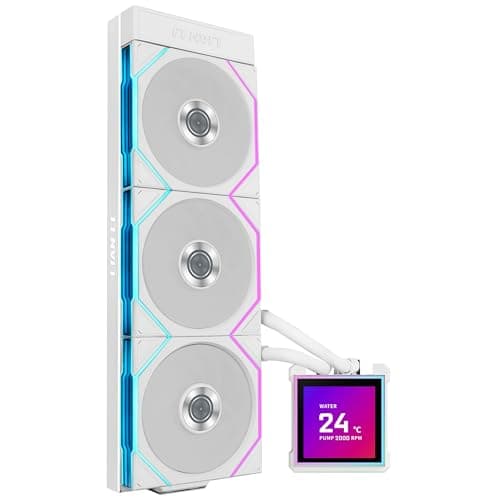 Image of Lian Li HydroShift II LCD-S 360TL All In One CPU Cooler – 360mm Radiator, 3.4” IPS LCD Display, Integrated Tube Cabling, Magnetic Mount Pump Cap, Three UNI FAN TL Wireless RGB Fans - White