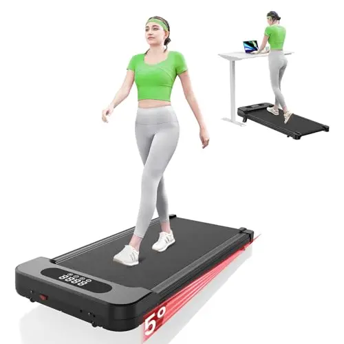 Image of Walking Pad with Incline, Treadmills for Home, 2.5HP Portable Electric Under Desk Treadmill with LED Display & Remote, Adjustable Speed, No Assembly