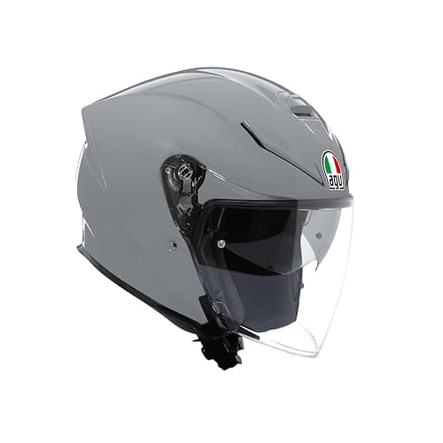 Image of AGV - K5 JET EVO E2206, Jet Unisex Motorbike Helmet, Carbon and Glass Fibre Open Face Motorcycle Helmet, with Scratch Resistant and Anti-UV Visor, Nardo Grey, L
