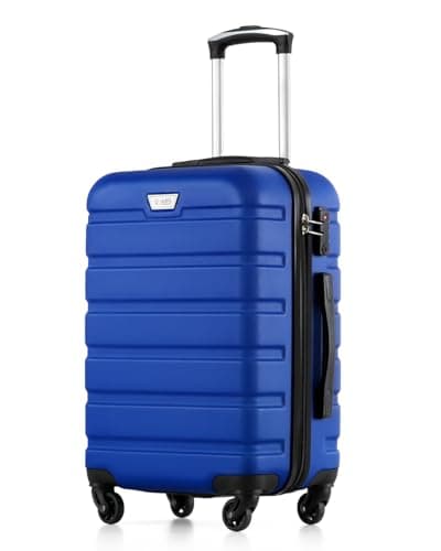 Image of COOLIFE 20 Inch Carry On Suitcase for EasyJet, ABS+PC, Hardshell, Lightweight Durable Travel Cabin Luggage with 360°Rubber Spinner Wheels, YKK Zipper, Telescopic Handle, TSA Lock, Navy Blue