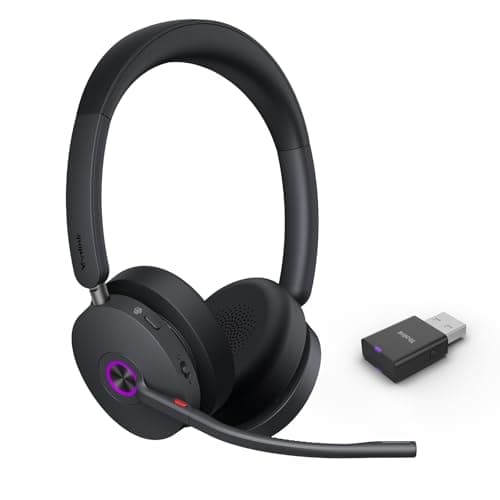 Image of Yealink WH68 Hybrid ANC DECT& Bluetooth Wireless Headset with Mic, Office Headset with DECT Dongle, 4x Active Noise Cancellation Mic, 492ft Range, 32H Talk Time, Portable On Ear Headsets for Work PC