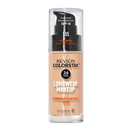 Image of Revlon Liquid Foundation, ColorStay Face Makeup for Combination & Oily Skin, SPF 15, Medium-Full Coverage with Matte Finish, Vanilla (135), 1.0 oz/ 30ml