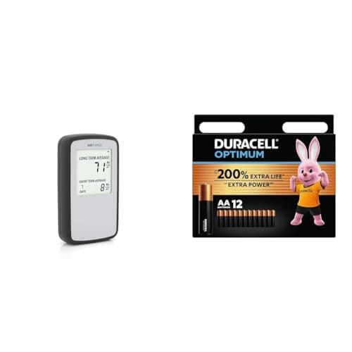 Image of Airthings Corentium Home Radon Detector - 224 Portable, Lightweight, Easy-to-Use, (3) AAA Battery & Duracell Optimum AA Batteries (12 Pack) - Alkaline Batteries 1.5V - Up To 200% Extra Life