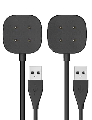 Image of Sinoacc Charger for Fitbit Versa 4 & Sense 2 Replacement 3.3Ft Fast Charging Cable Dock for Fitbit Sense/Sense 2/Versa 3/Versa 4 Smartwatch USB Charger Dock Cable Cord - 2Pack