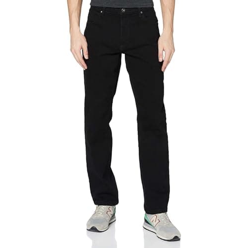 Image of Wrangler Men's RED Kabel Straight Jeans, Black Rinse, 30/32