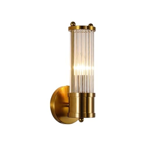 Image of NICRX 1-Light Brass Gold Crystal Wall Sconce, Crystal Glass Wall Lamp with Gold Base (1-Light)
