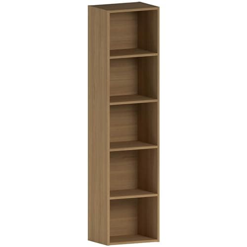 Image of Vida Designs Oxford 5 Tier Cube Bookcase, Oak Wooden Shelving Display Storage Unit Office Living Room Furniture