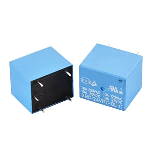 Image of Heschen PC Board Relay, SRD-24VDC-SL-C, DC 24V Coil, SPDT, 10A 250VAC, 5 Pin Terminals, 2Pack