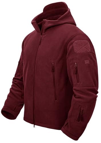 Image of TACVASEN Work Jackets for Men Winter Fleece Mens Thick Windproof MIlitary Tactical Jacket Full Zip Wine Red,XXL