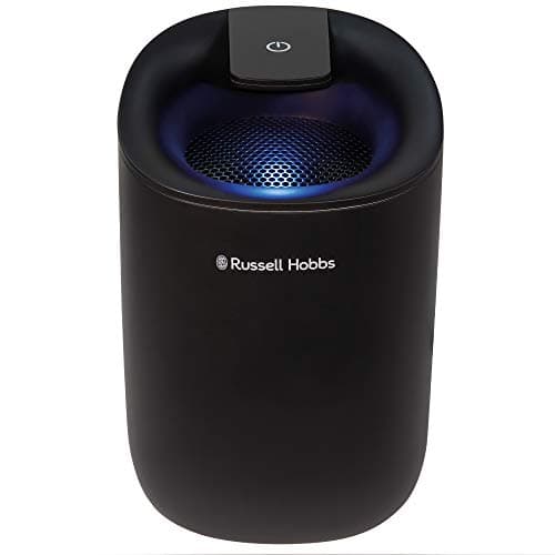 Image of Russell Hobbs RHDH1061B 300ml/day, Black Dehumidifier with Auto Defrost for Home, Kitchen, Basement, Garage, Caravan, Bathroom, Lightweight, 15m2 Room Size, LED Lighting
